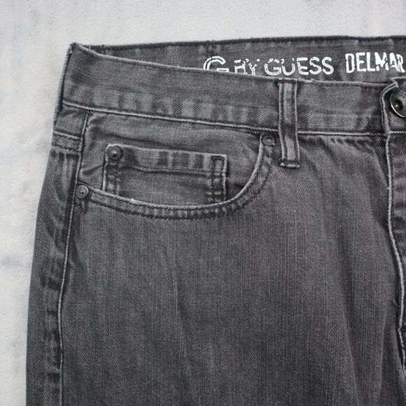 Guess Pants Mens 34 Gray Delmar Slim Straight Button Pocket Cotton Denim Jeans - Picture 8 of 16